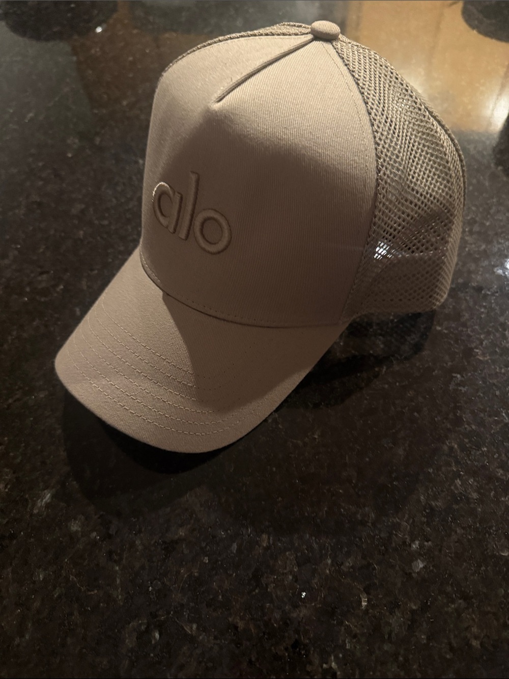 ALO Yoga Men's Taupe Mesh-Back Trucker Cap
